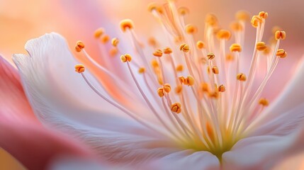 Wall Mural - Close-up of a Delicate Flower's Stamen and Petals