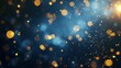 © EvgeniiasArt - abstract Christmas background with dark blue and gold flecks. The bokeh effect of particles of Christmas golden glow on blurred background. The texture of the gold foil. Holiday concept New Year