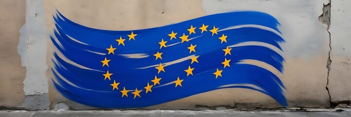 EU flag, euro flag, flag of european union waving