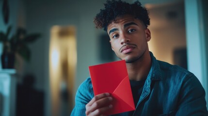 Man with red document