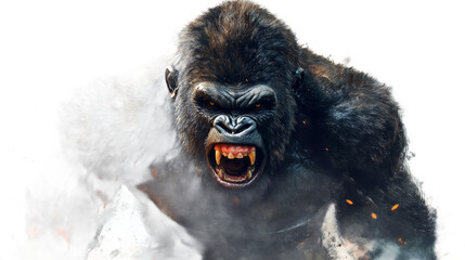 Angry Gorilla Roaring with