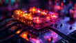 © Maya Crafta - Abstract Neon Lights Background: Glowing Circuitry