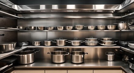 Pots and pans in the kitchen.