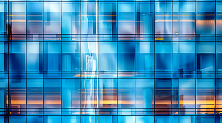 Wall Mural - A close up of the glass curtain wall on an office