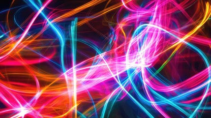 Canvas Print - Vibrant neon lights pulsating in abstract patterns