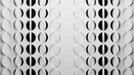 abstract animated motion graphic background, 4k vj loop, smooth white 3d cirles animation