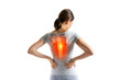 © PixelXpert - Women feel Pain in a back Isolated on transparent background.