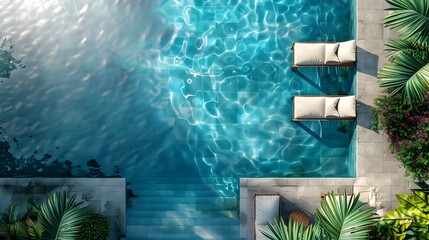 Poster - Luxurious Tropical Pool with Inviting Swim Up Bar and Lush Surroundings