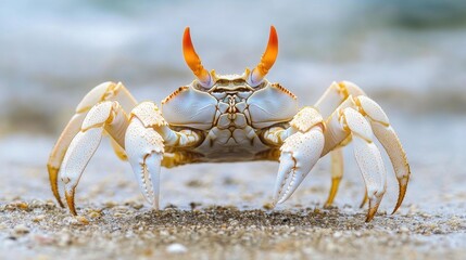 Close Up of a White Crab on the Beach