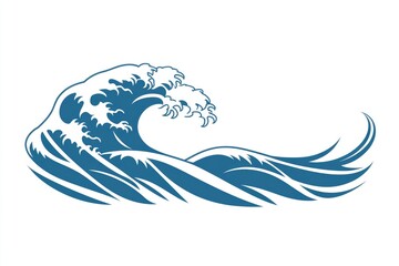 Canvas Print - Stylized Blue Ocean Wave Illustration