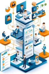 Wall Mural - Business Network Illustration.