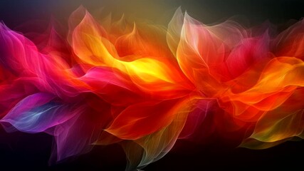 Wall Mural - Colorful abstract swirling waves of vibrant light in a dark background. Seamless looping time-lapse video background.