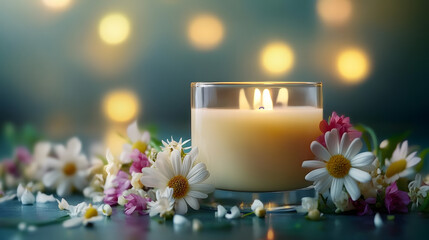 Sticker - Floral Decorated Aromatherapy Candle Spa Theme