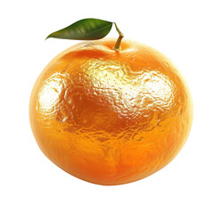 Glowing golden tangerine in 3D, on a isolated transparent background