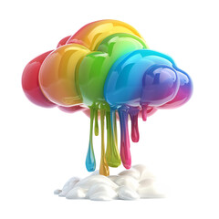 Wall Mural - 3D Rainbow Character Painting Colors in the Sky, on a isolated transparent background