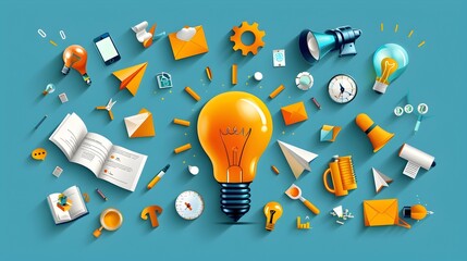 Wall Mural - bright idea - creative concept illustration.