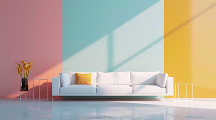 Wall Mural - Minimalist Living Room with Colorful Walls