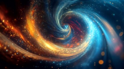 Wall Mural - Vibrant swirling light in blue and orange hues creating a dynamic abstract vortex. Seamless looping time-lapse video background.