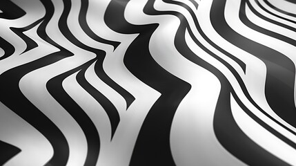 Wall Mural - An artistic rendering of black and white zigzag patterns, creating a dynamic and eye-catching design on a white background. High contrast, sharp lines, hd quality, modern and minimalist.