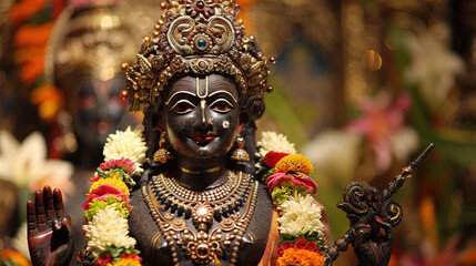 Close-up of Lord Krishna Statue