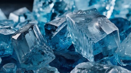 Blue ice crystals on black background