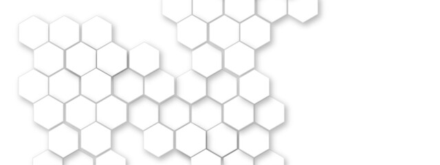 Wall Mural - Abstract white soft hexagon concept design abstract technology background vector. White 3D futuristic honeycomb mosaic white background. 