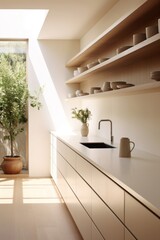 Wall Mural - Minimal kitchen furniture sink architecture.