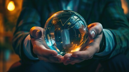 A professional consulting with a crystal ball, symbolizing the use of predictive analytics in risk mitigation strategies.