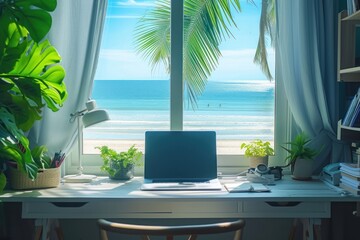 Wall Mural - Tropical beach office view