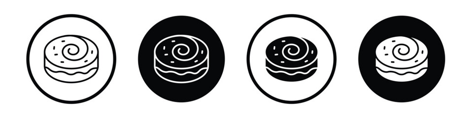 Wall Mural - Cinnamon roll vector icon set black filled and outlined style.