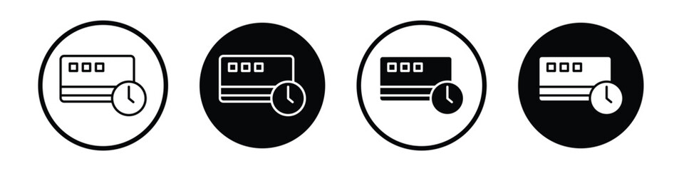 Credit history vector icon set black filled and outlined style.