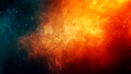 Wall Mural - Bright fiery cosmic explosion blending into deep space colors. Outer space energy concept. Seamless looping time-lapse video background.