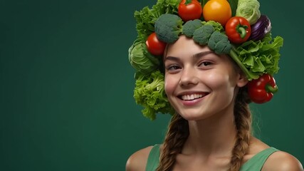 Sticker - Beautiful young woman with fresh vegetables