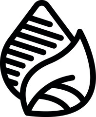 Poster - Line art icon of a water drop forming a leaf shape, representing the importance of water for nature and a symbol of purity and life