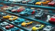 © Олександр Романюк - Display of colorful toy cars arranged on shelves in a collector's showcase