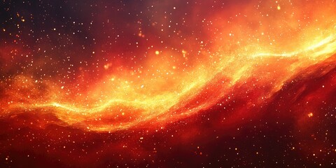 Poster - Abstract fiery and glowing wave with scattered particles