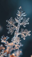 Canvas Print - Real snowflake sparkling on dark blue background