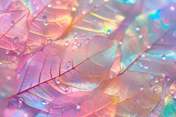 Poster - Holographic leaf texture background backgrounds outdoors nature.