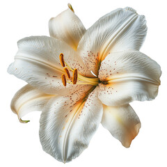 Wall Mural - PNG White lily blossom close-up in natural light