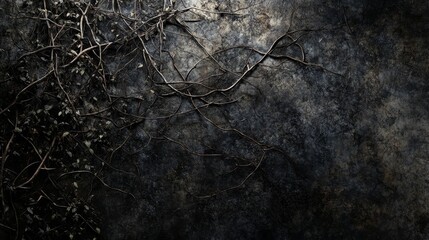 Sticker - Dark grunge wall with climbing vines creating dramatic background