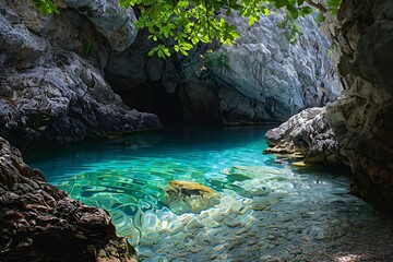 Wall Mural - Beautiful waterfall in the jungle