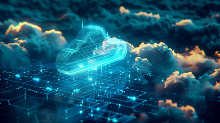 Wall Mural - a cloud storage system with multiple layers of security, including encryption, access controls, and 