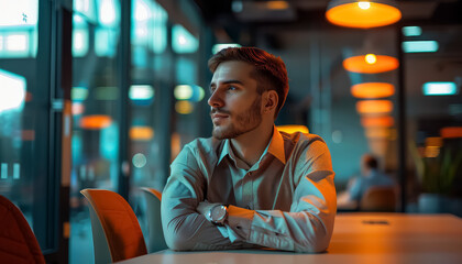 Canvas Print - A man is writing with a pencil on a piece of paper