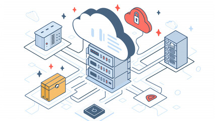 Wall Mural - a cloud storage system with multiple layers of security, including encryption, access controls, and 