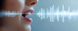 © Punprapa - Voice authentication and security concept, woman mouth with clear sound waves indicating voice verification