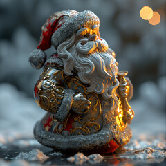 santa claus statue in the snow