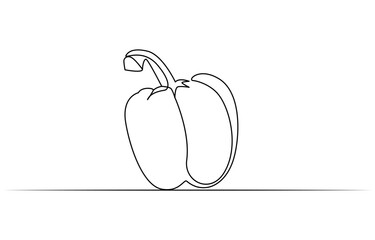 Capsicum continuous one line art drawing of vector illustration, Bell peppers one line continuous drawing. Peppers continuous one line illustration. Vector minimalist linear illustration