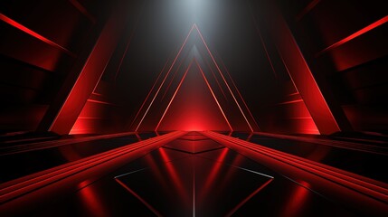 Red and black abstract geometric shapes with glowing light.