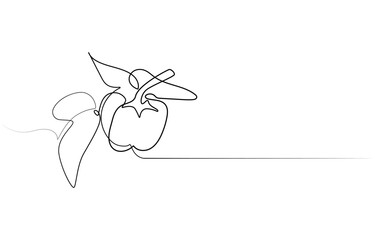 Capsicum continuous one line art drawing of vector illustration, Bell peppers one line continuous drawing. Peppers continuous one line illustration. Vector minimalist linear illustration