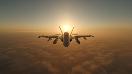 Canvas Print - A fighter jet is flying at high speed with a motion blur effect.